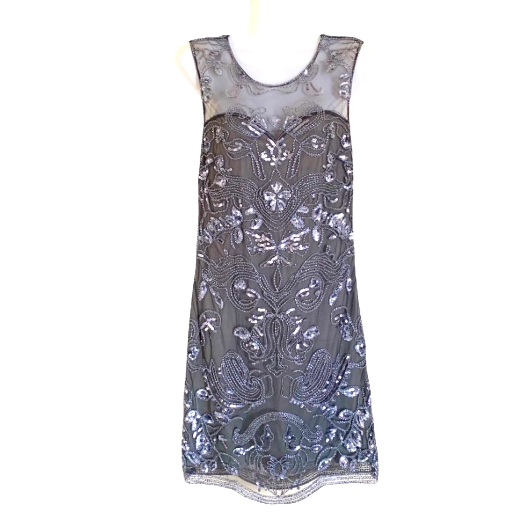 Molly Bracken Sequin and Bead Embellished Cocktail Dress